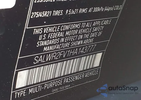 2017 Land Rover Range Rover Sport 3.0L V6 Supercharged Hse из США, поврежденный, VIN SALWR2FV1HA143777